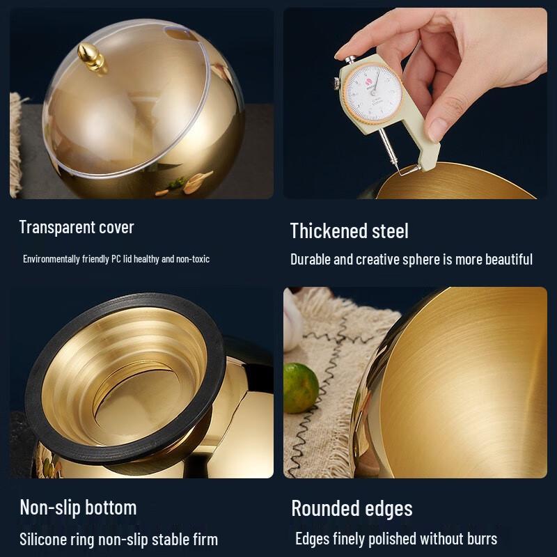 Stainless Steel Spherical Slanted Condiment Bowl