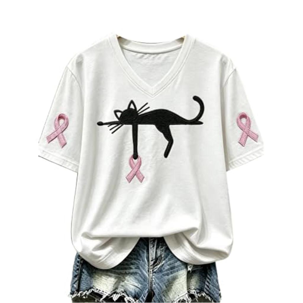 Women's Trendy Printed V-Neck Short Sleeve Top
