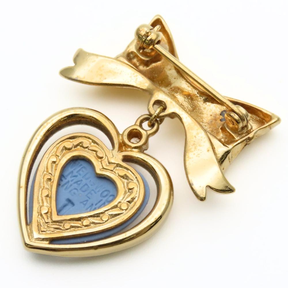 Used Wedgwood Brooch Jasper metal 7.0g gold blue plating