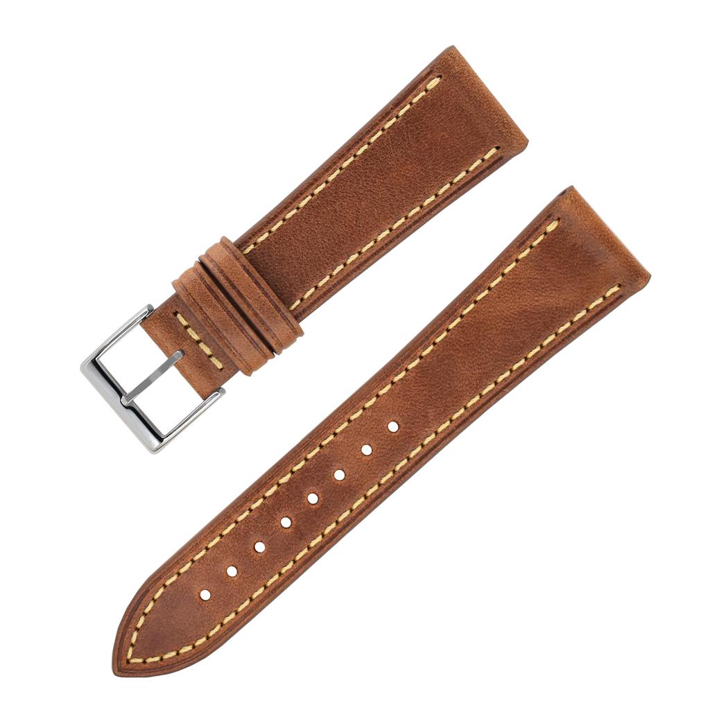 Genuine Cowhide Leather Watch Strap Universal Plain Watch Belt Women Men Smart Watch Band 20mm 24mm