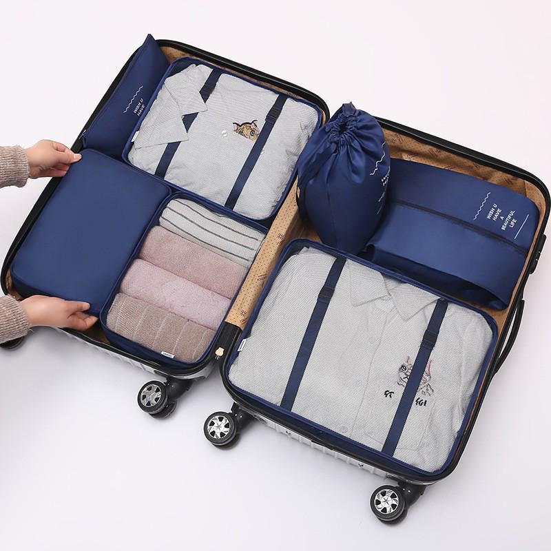 Seven-Piece Travel Storage Set: Wash Bag, Clothes, Underwear Organizer & Folding Sub-Pack
