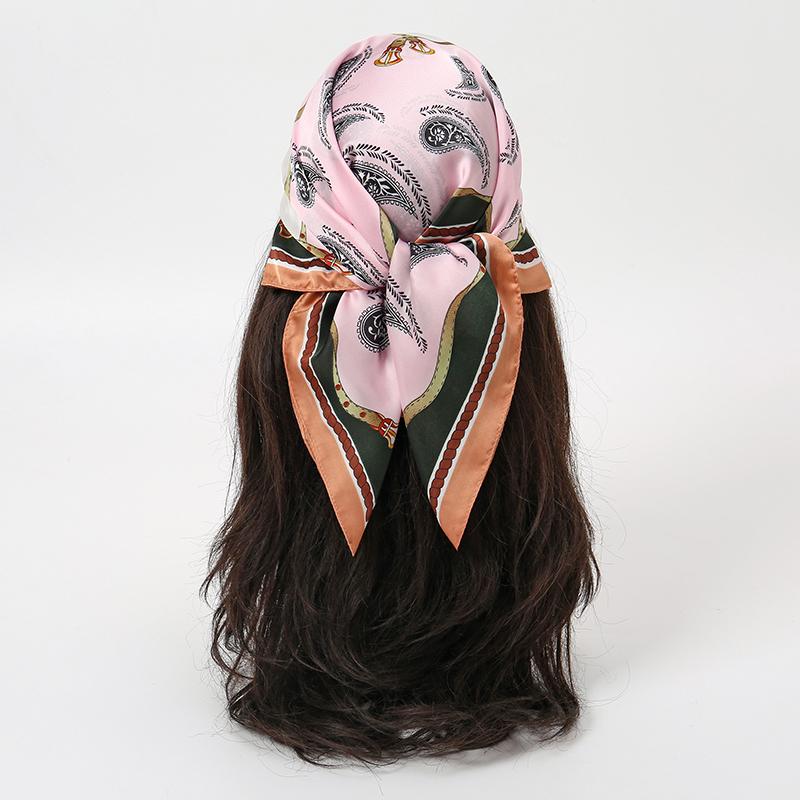 70x70cm Silk Scarf for Women Floral Printed Square Shawl Muslim Hijab Office Ladies Neck Scarf Hair Bandana Gift Muffler Foulard