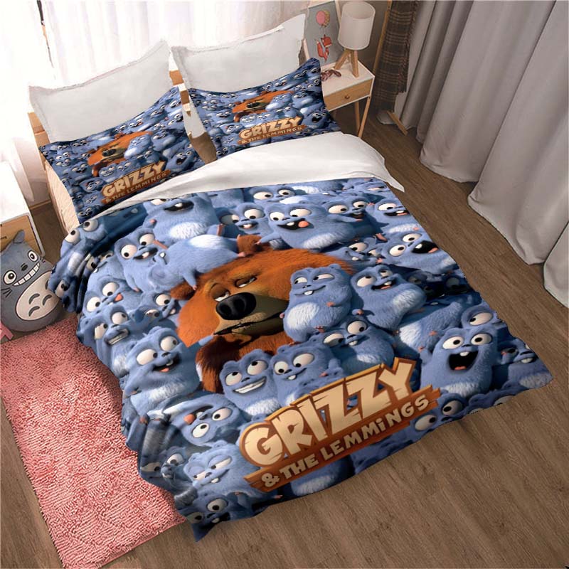 STARSAY Grizzy en de Lemminge Beddengoed, 135 x 200 cm, dekbedovertrek, 2 kussenslopen, ademende microvezel, beddengoedset, kinderdekbedovertrek, geschenken (fanartikel STARSAY Grizzy en de Lemminge Beddengoed, 135 x 200 cm, dekbedovertrek, 2 kussenslopen, ademende microvezel, beddengoedset, kinderdekbedovertrek, geschenken (fanartikel