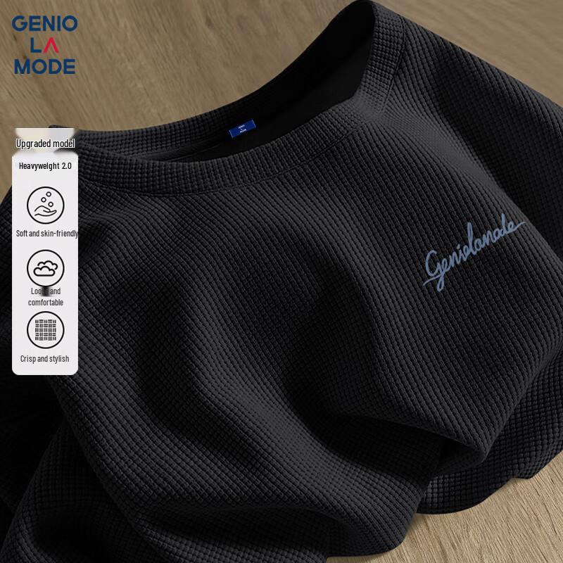 GENIOLAMODE Men s Waffle Knit Short Sleeve T-Shirt XL