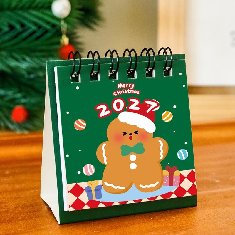 Creative Christmas 2027 Desk Calendar Cartoon Portable Schedule Planner Coil Binding Daily Planner Desktop Decoration