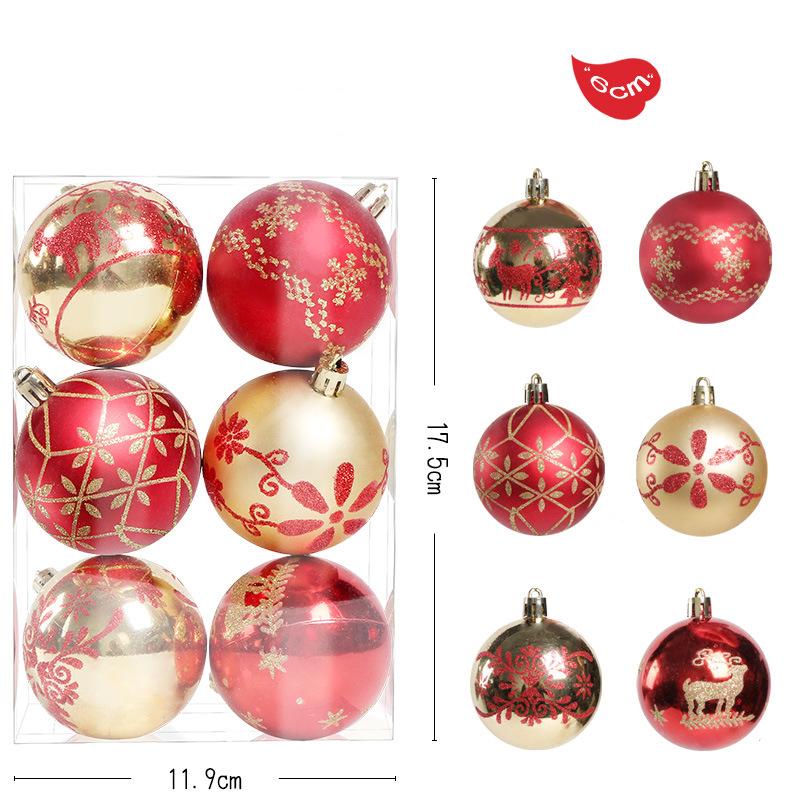 6 Pcs/Box Christmas Ball Decoration Xmas Tree Hanging Pendant Ornament Hand-painted 6cm Black and White New Year Gifts