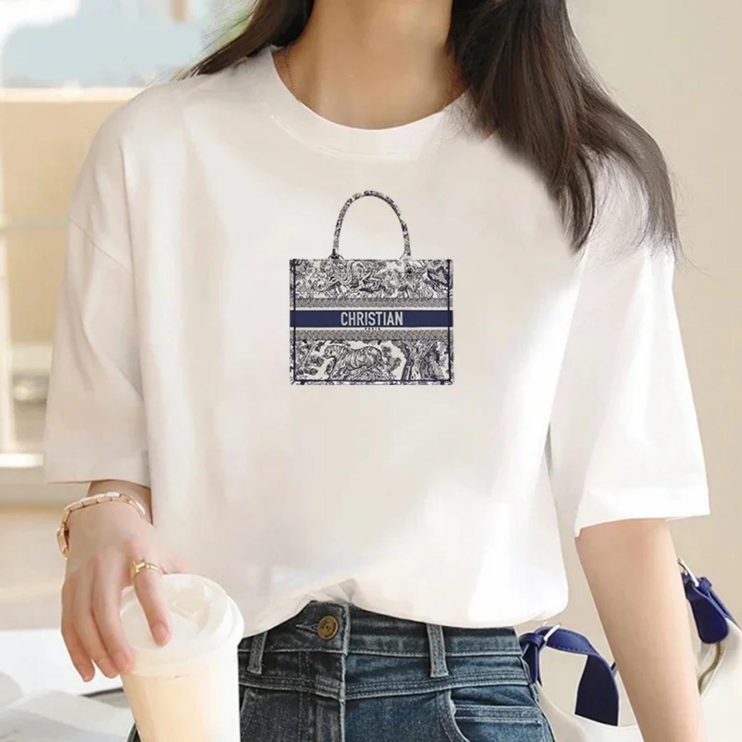 

Cute 90s Trendy Women s Bag 2025 Fashion Trend Pattern Cartoon Summer Short Sleeved Street Y2K Printed Shirt Top T-shirt XXXXXL білий