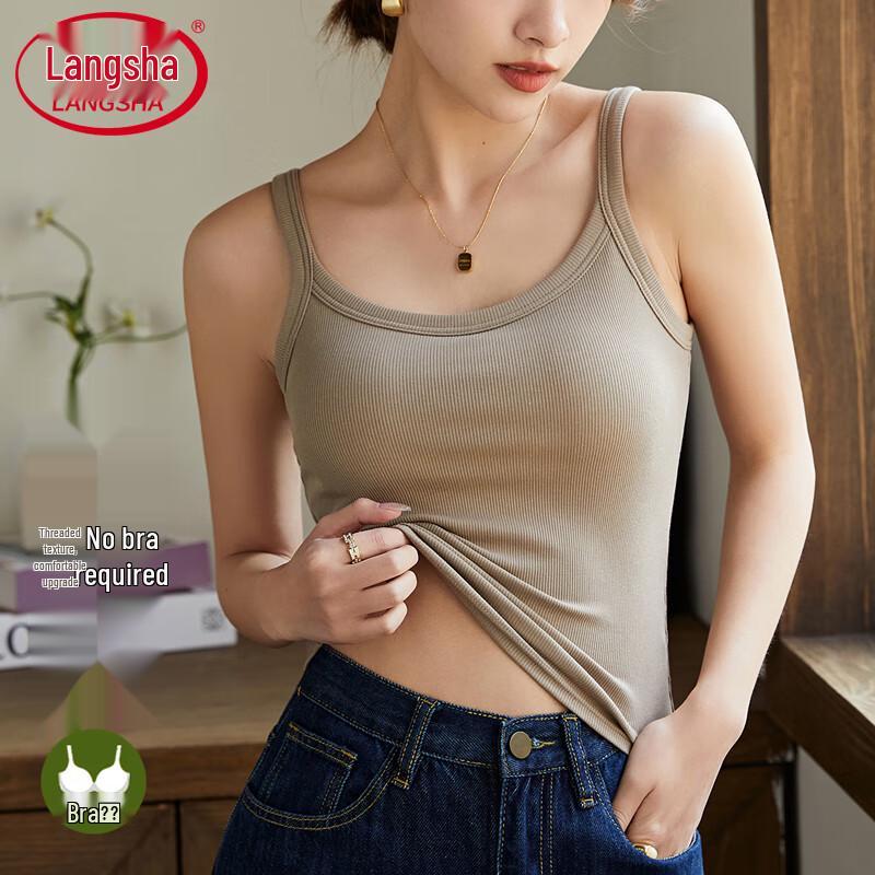 Langsha Women s Padded Bra-Free Camisole XL чёрный