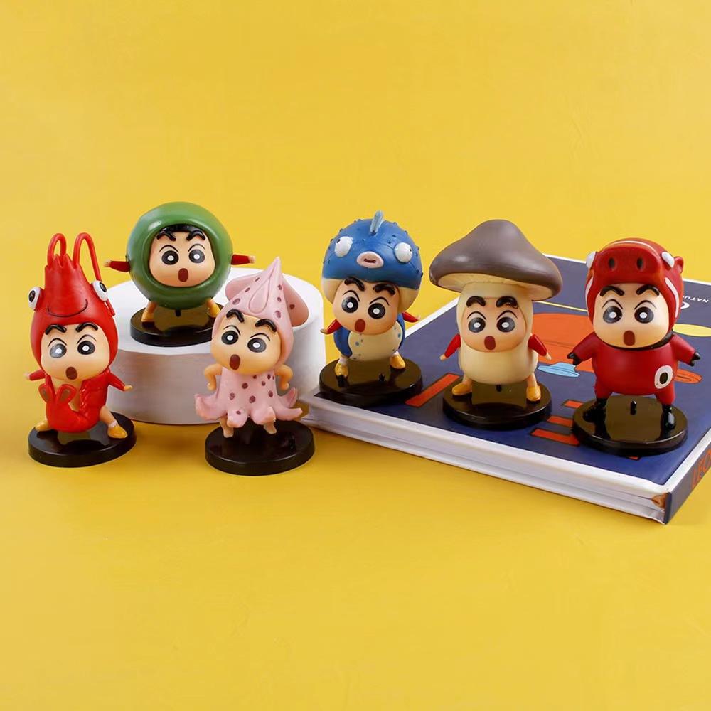 Pvc Solid Crayon Shinchan 6 Pcs Mini Anime Model Cake Decoration Car Cute Doll