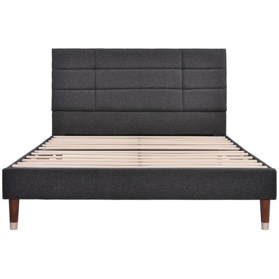 Solid Wood Slatted Frame Bed Upholstered Bed Double with Frame 140x200cm Flat Headboard for Adults & Young People (Mattress Not Included) Children