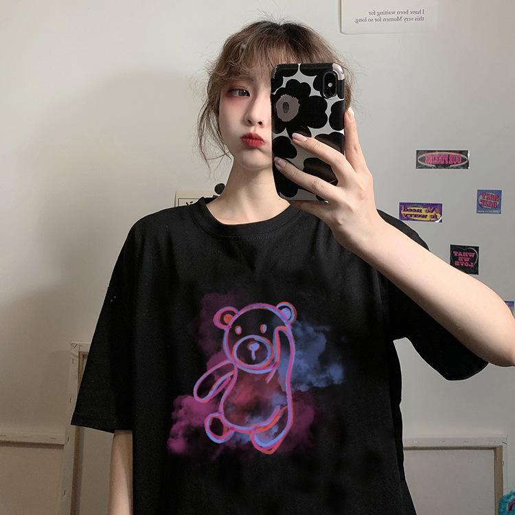Summer New Student Tops Dark Korean Version Loose Printing Short-sleeved T-shirt Women's Ins Tide