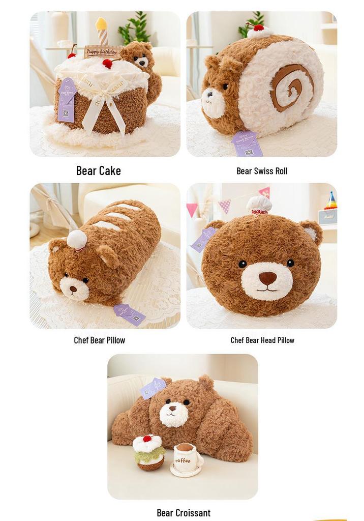 Popular Bear Series Swiss Roll Cake Dolls - Cute and Creative Birthday Gift Bear Hug Pillow Cushion