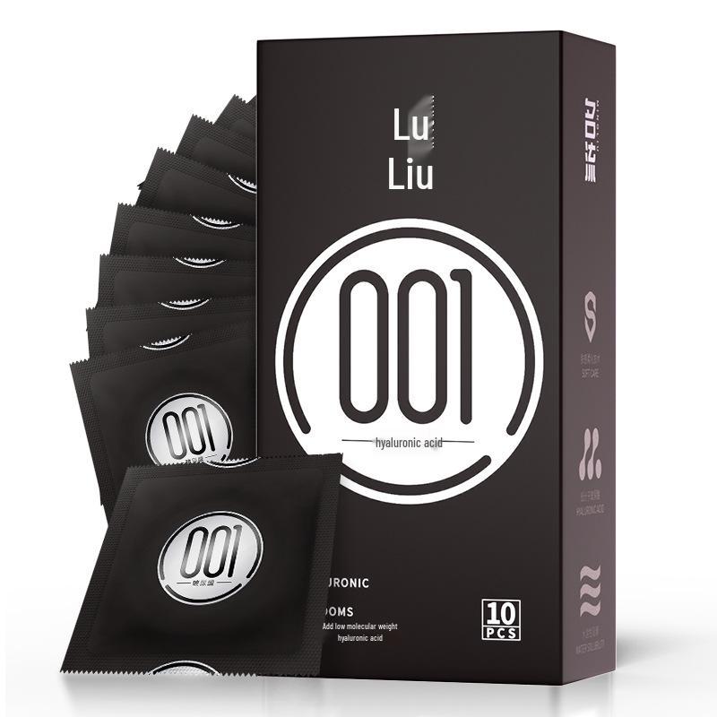 Ultra Thin Ribbed & Lubricated Condoms with Hyaluronic Acid - 10 Pack Adult Sex Toy