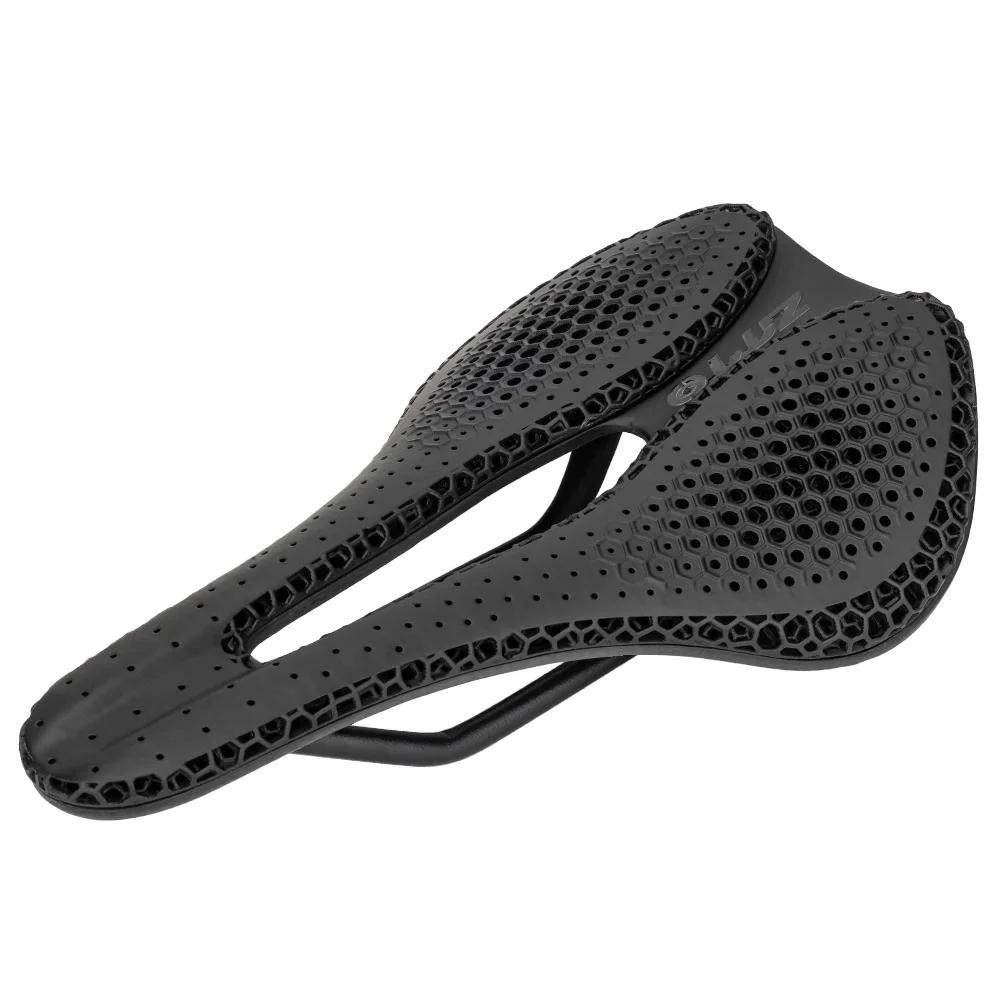 ZTTO 3D Printed Carbon Fiber Bicycle Saddle SuperLight Hollow Rail MTB Gravel Road Seat with Comfortable Breathable Cushion