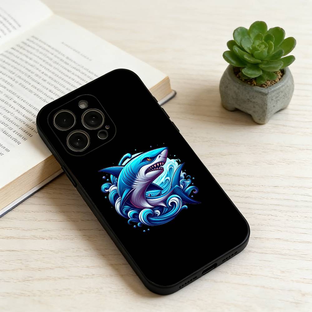 

Shark Graffiti Phone Case For iPhone 17, 16,15,14,13,12,11 Plus,Pro Max, Others Soft Black Cover iPhone13PRO