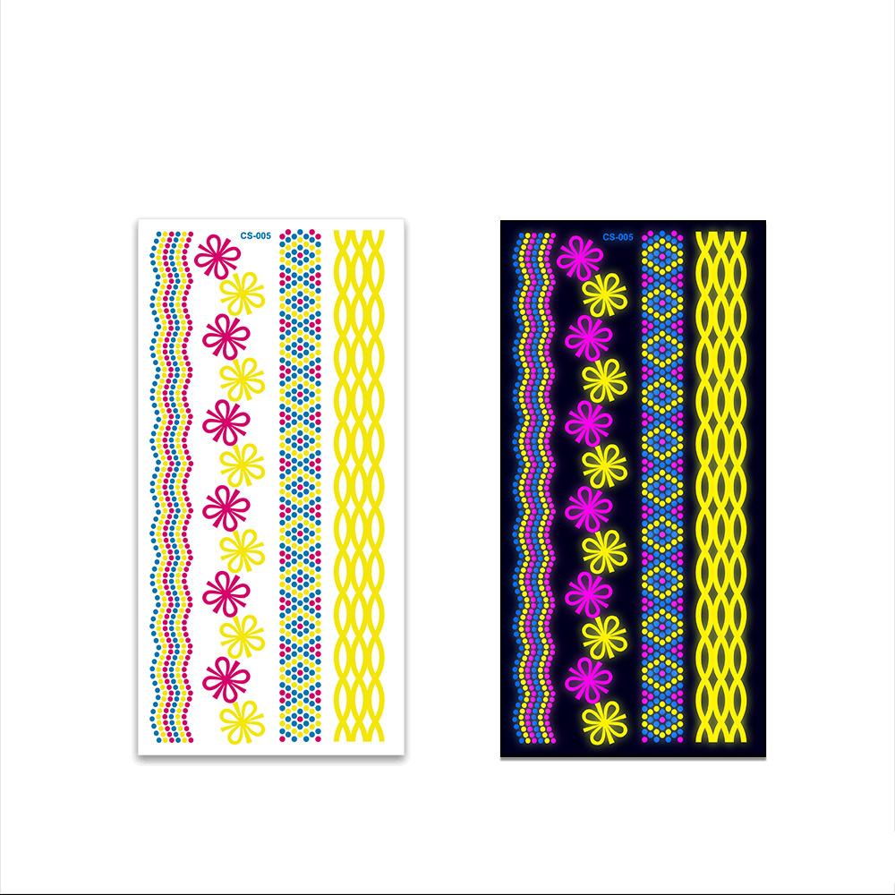 Halloween Fluorescent Stickers Funny Arm Ghost Face Waterproof Tattoo Stickers Women Men Party Supplies Masquerade Cosplay Props