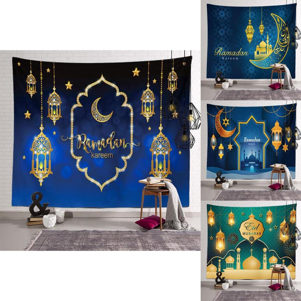 Vibrant Eid Mubarak Tapestry Moon Star Wall Hanging Decor For Ramadan Celebrations