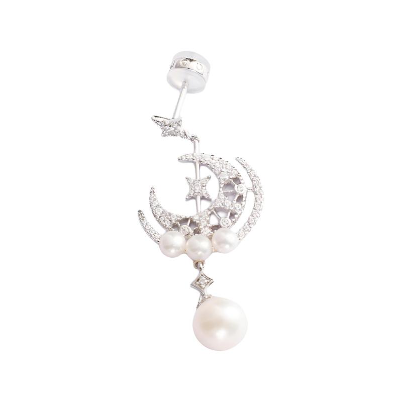 APM Monaco ETERNELLE single moon star 925 silver earrings for women AE12584XPL
