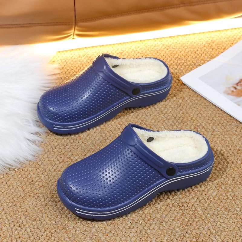 

2025 Зимові Теплі Оксамитові Домашні та Вуличні Тапочки для Пари Великого Розміру 45 темно-синього кольору