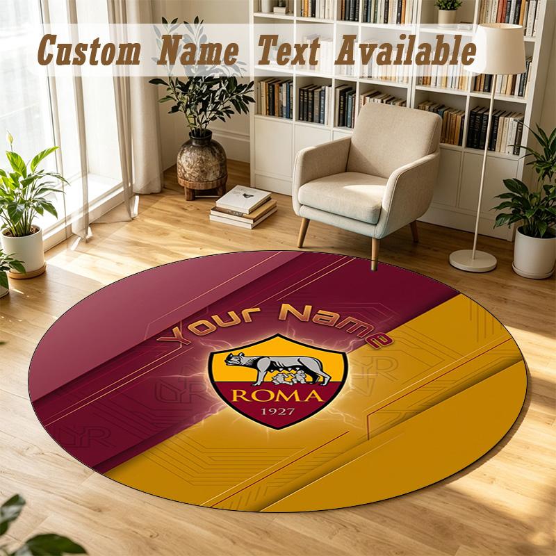 Round Rug Custom NameAS Roma Pattern Non Slip Carpet Home Floor Decor