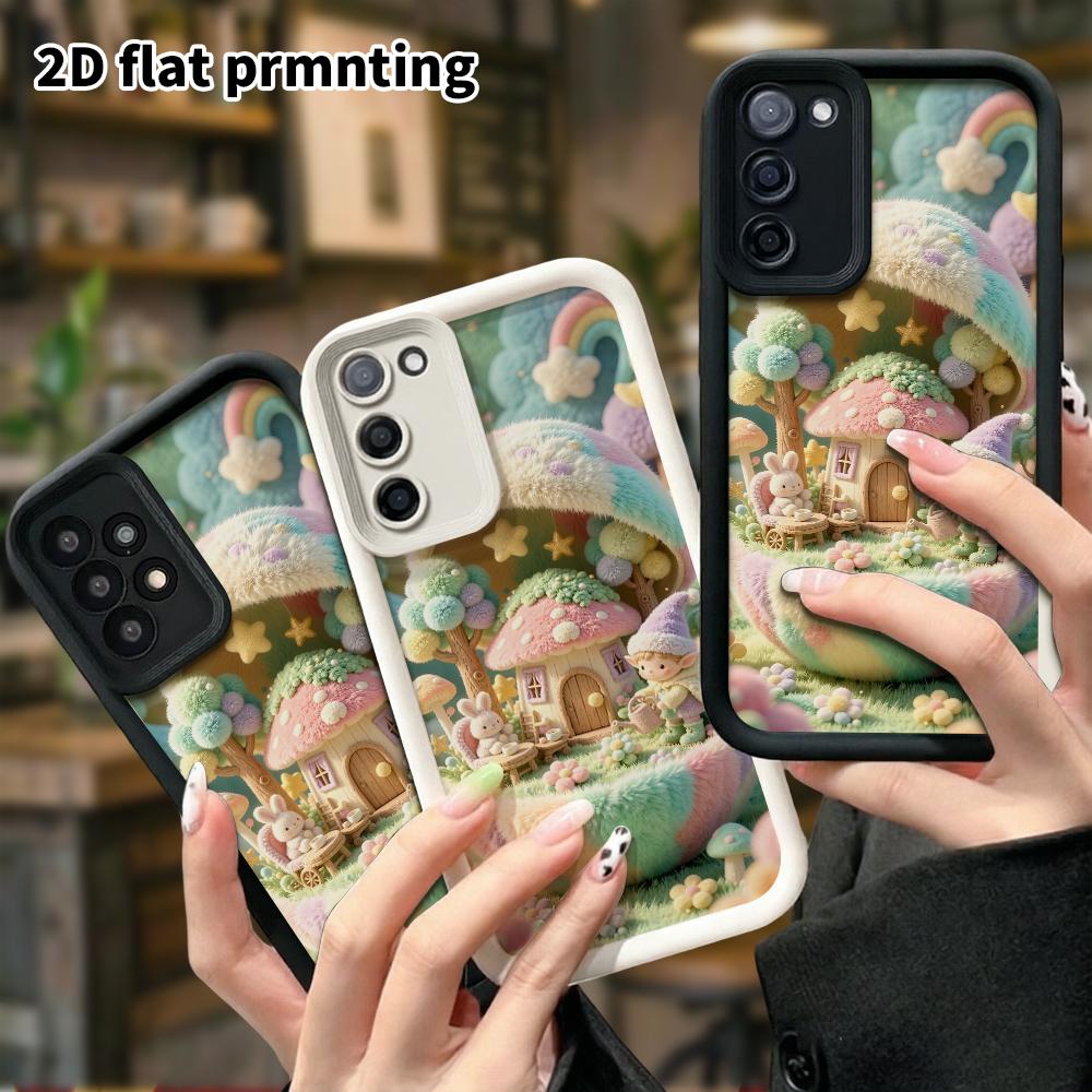 Phone Case: 2D flat, suitable for Samsung Galaxy A34 A35 M05 M06 S20 S22 S21 FE Plus 5G, Mushroom Elf Cottage, perfect Christmas and Halloween holiday