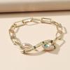 Wind 18 Karat vergoldet Mode personalisiertes Kettenarmband Damen, Retro Diamant-besetztes Smaragd Schlangenarmband