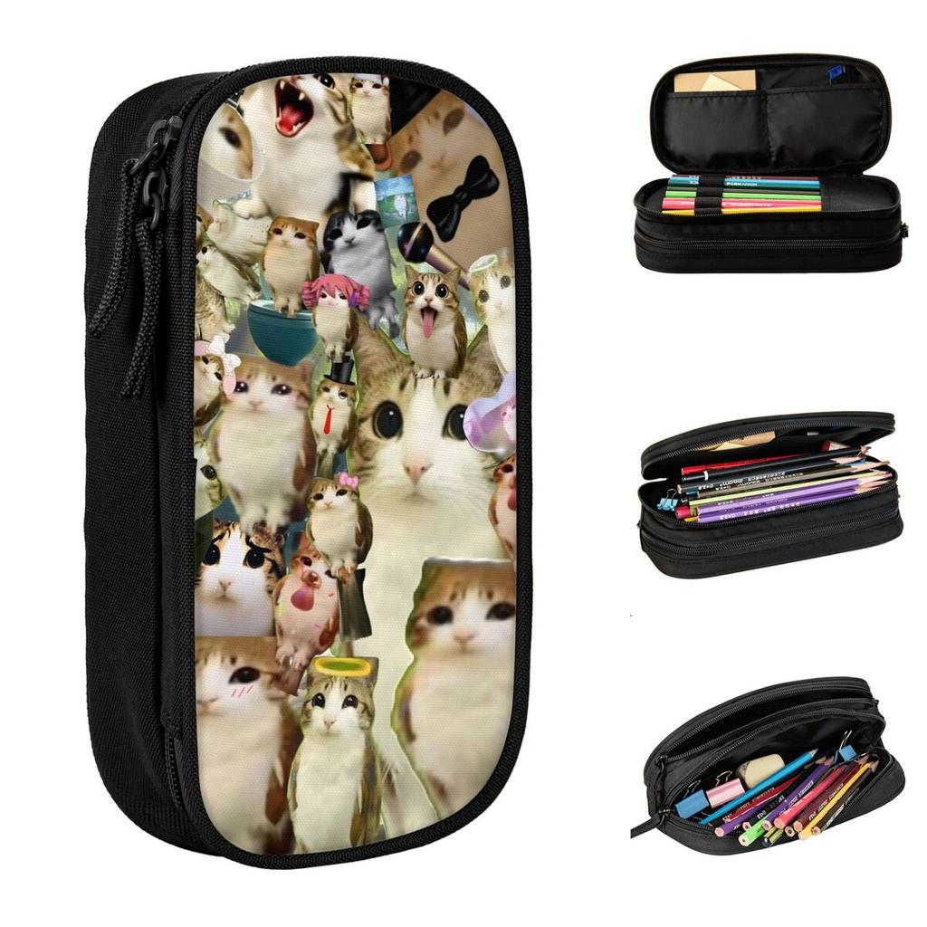 Meowl Cat Owl Meme Merch Pencil Case Large-capacity Office Supplies Pencilcases Stationery Gift
