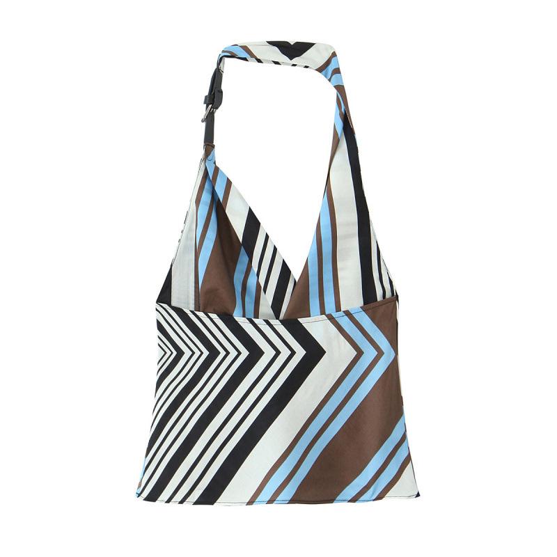 

European & American Summer Style Women s Backless Striped Halter Poplin Tank Top Large
