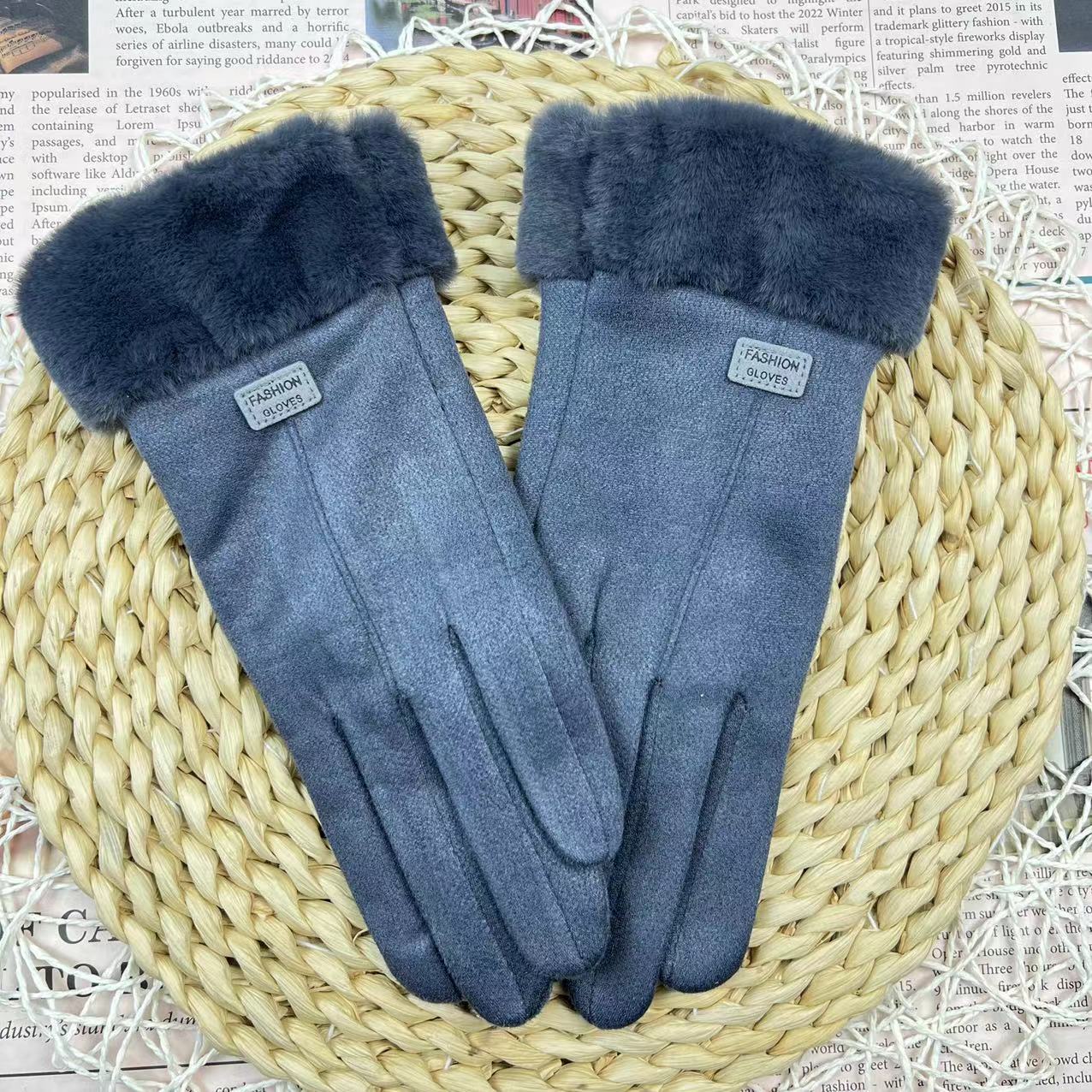 

Перчатки женские зимние верховые флисовые утолщенные теплые перчатки, холодо- и ветрозащитные студенческие замшевые пятипалые руки one size fits all серый