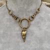 Vintage Gothic Raven Skull Pendant Necklace Antique Gold Color 45 5cm Personalized Fashion Jewelry