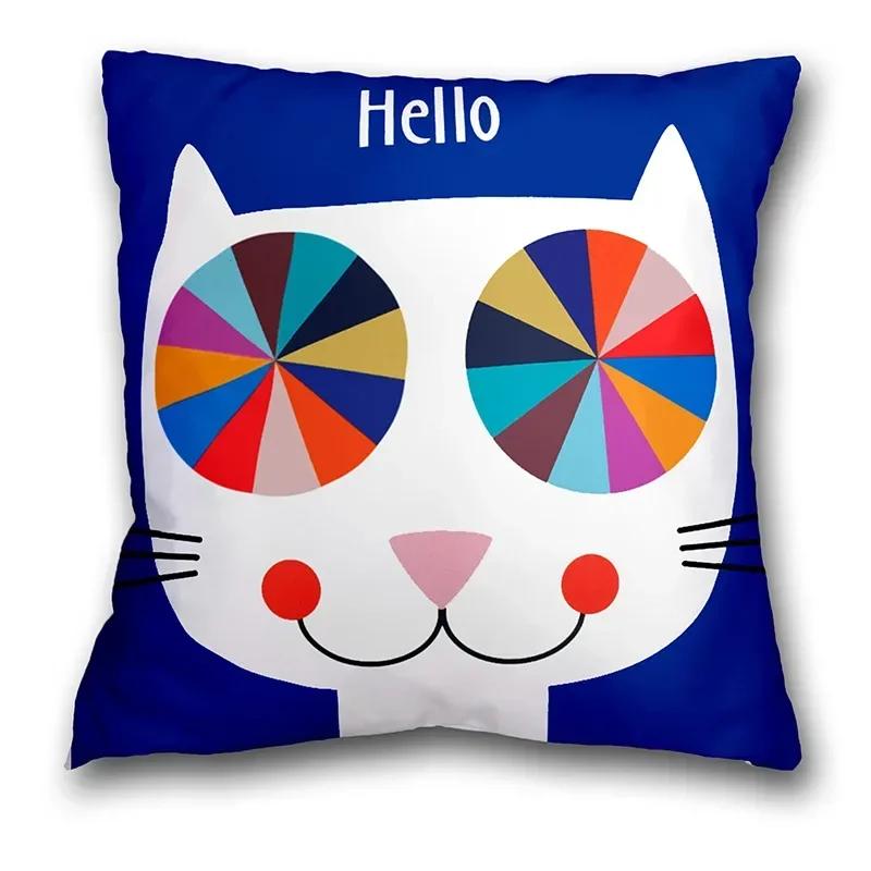 Anime Cat and Dog Pillow Pillowcase Home Sofa Car Waist Cushion Cover Nordic Cartoon Animal Whale Zebra