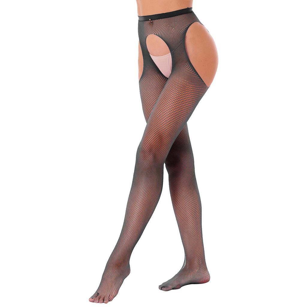 Damen Cutout Strumpfhosen Ausgeschnittene Strümpfe Elastischer Bund Mittelhohe Leggings Offener Schritt Strümpfe