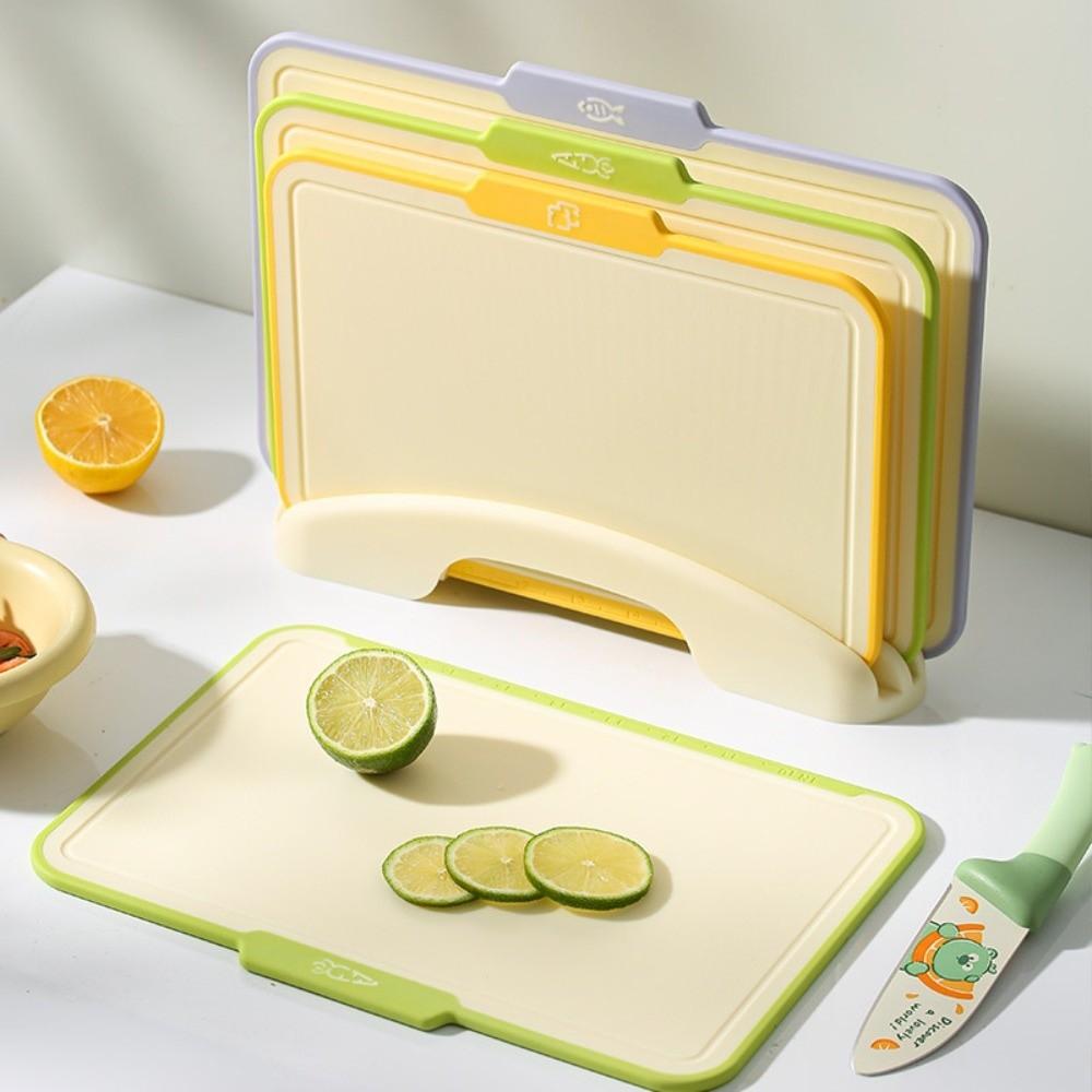 3Pcs Multi-Purpose Cutting Board Non-Slip with Storage Stand Chopping Board Double Sides Plastic Vegetable Cutting Board