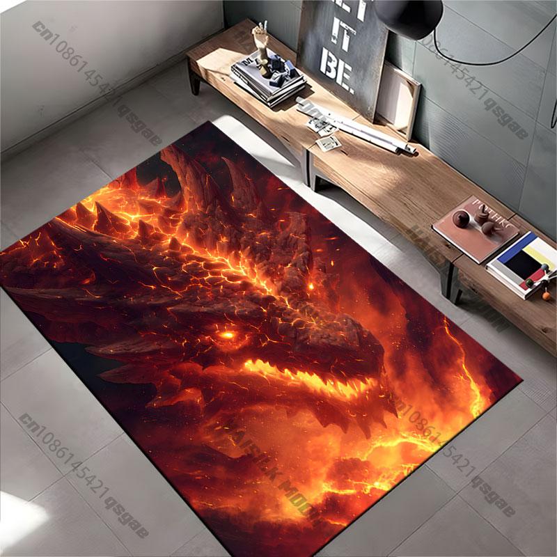 Fiery Dragon Volcanic Destruction Carpet Yoga Living Room Room Decor Children's Crawling Mat Doormat Area Rug Games Mat