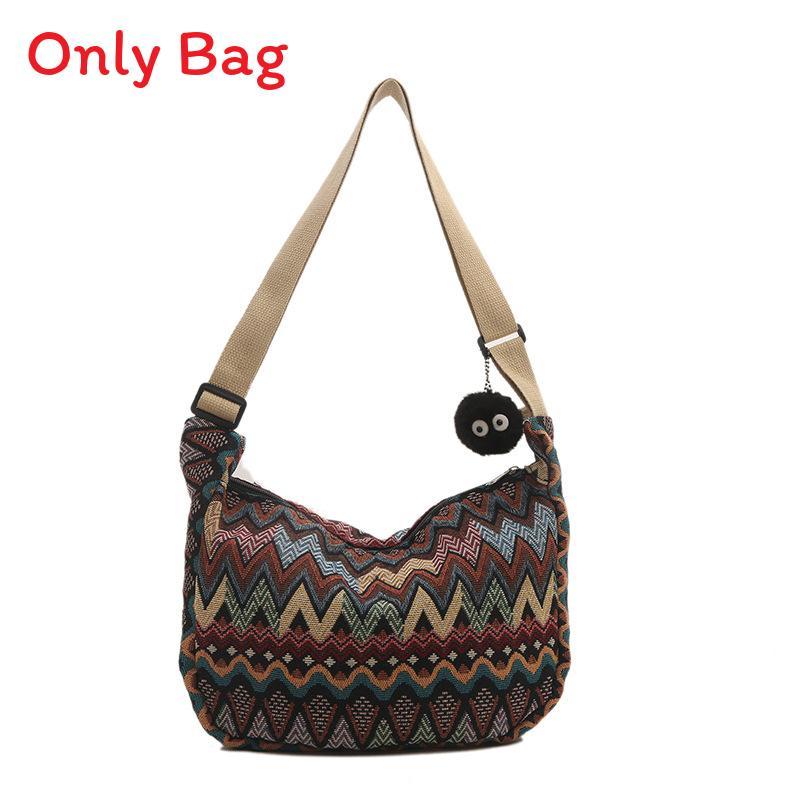 Womens Street Style Canvas Shoulder Bag With Zipper Closure And Mobile Pocket