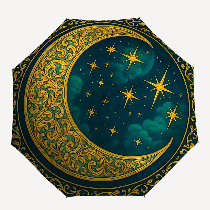 1pc Celestial Ornament DesignUmbrella with Plastic Handle,Suitable for All Seasons Home Travel Outdoor UmbrellaB1582