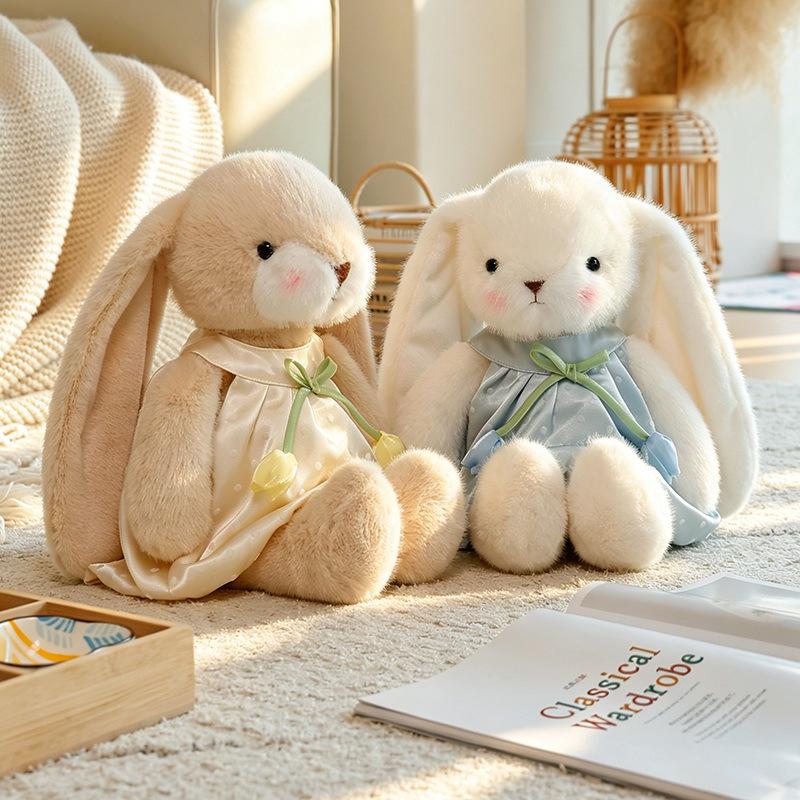 Adorable Tulip Long-Eared Rabbit Plush with Flower Gauze Skirt - Perfect Girly Gift