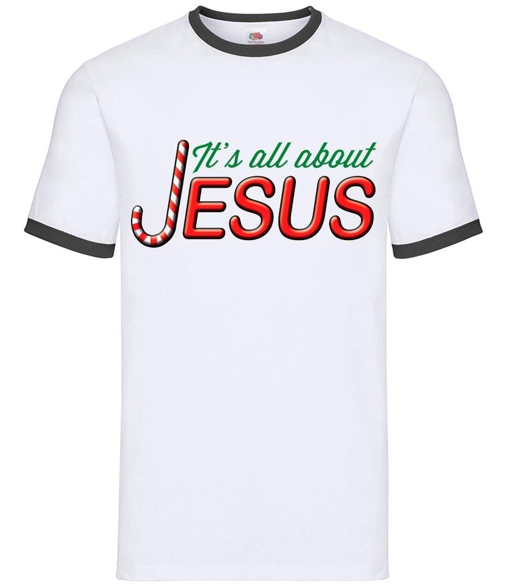 It s All About Jesus - Mens Ringer - Christmas Xmas Love Worship God S