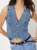 Women's V-neck Denim Vest Top - European & American Style