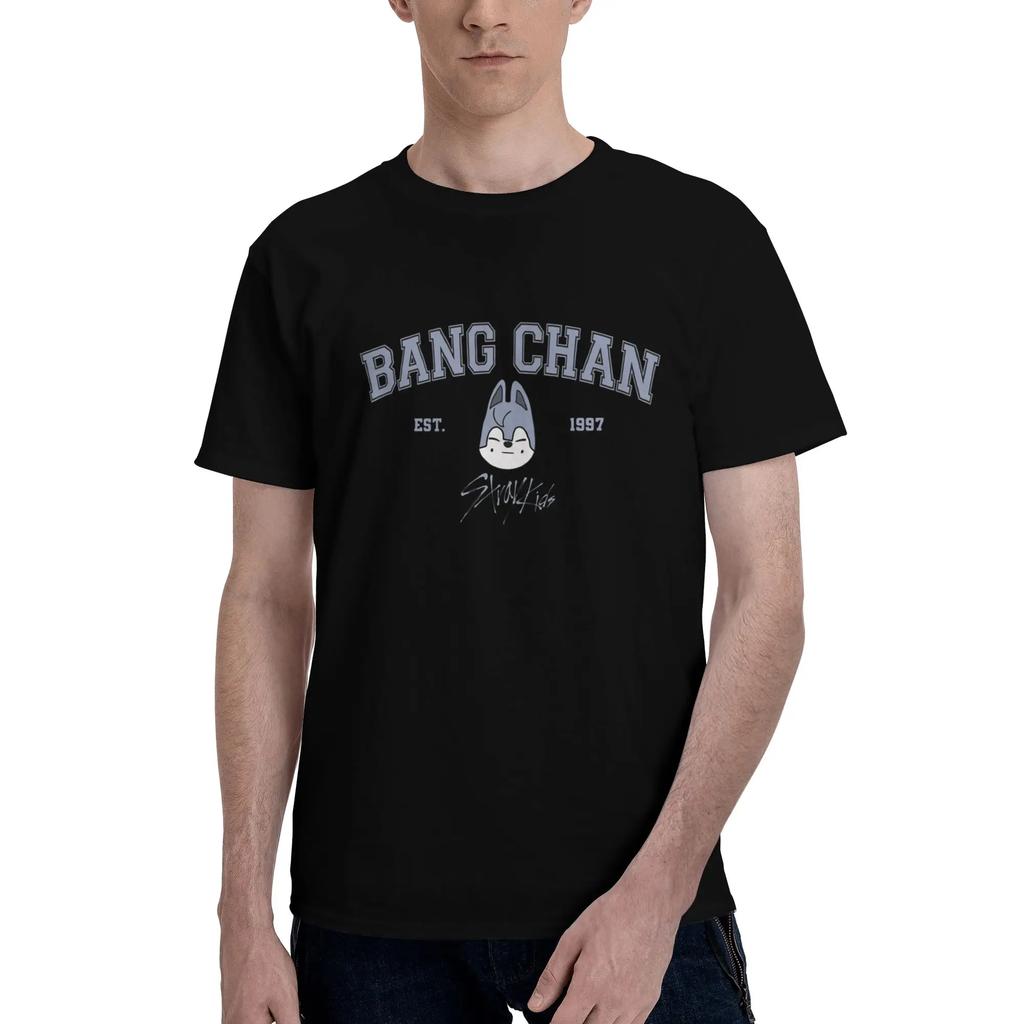 Bang Chan Men TShirt Oversized T Shirts Mens ONeck Cotton Tees Short Summer Male