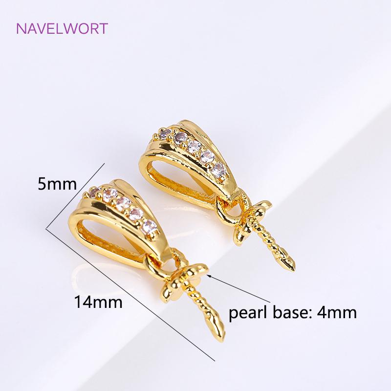18K Gold Plated Crown Pearl Component Mounting,Inlaid Zircon Pearl Pendant Holder For Necklace Making Accessories Wholesale 1 pieces
