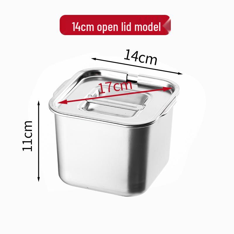 304 Stainless Steel Square Jam Bowl with Lid - Commercial Kitchen Seasoning and Sauce Container.