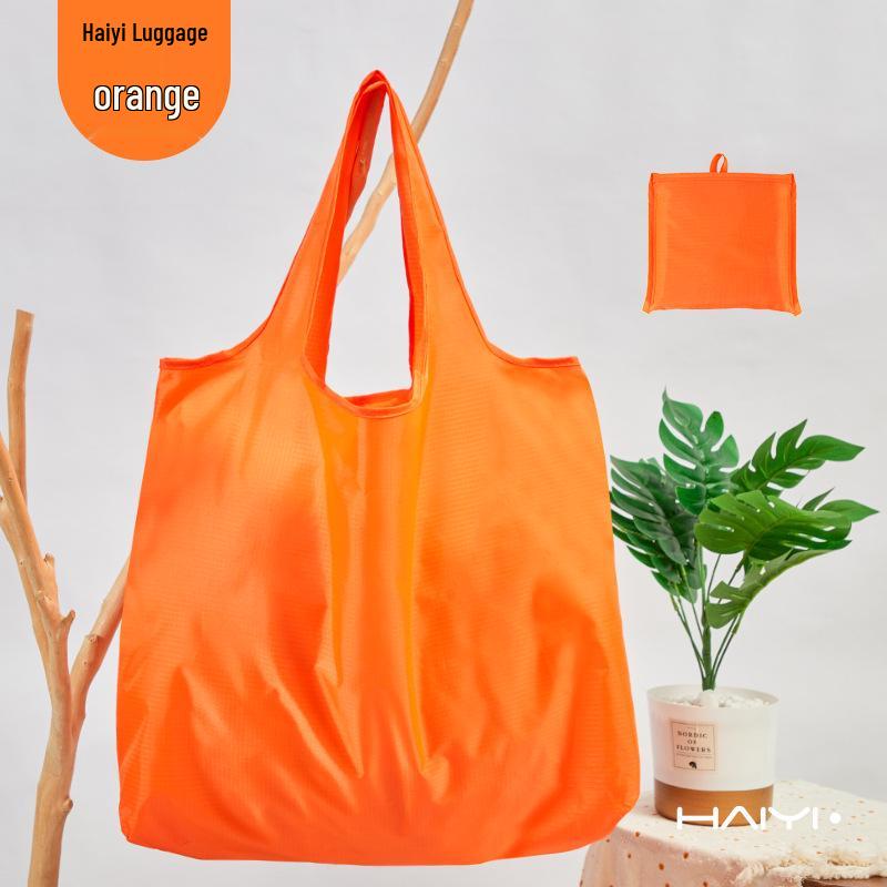 Large Capacity Foldable Waterproof Tote Bag - Solid Color Eco-friendly Oxford Cloth for Grocery Shopping