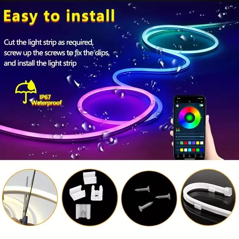 Smart Rgb Neon Rope Light Tuya Wifi Bluetooth Music Sync Neon Light Waterproof Flexible Neon Led Strip for Indoor Outdoor Decor