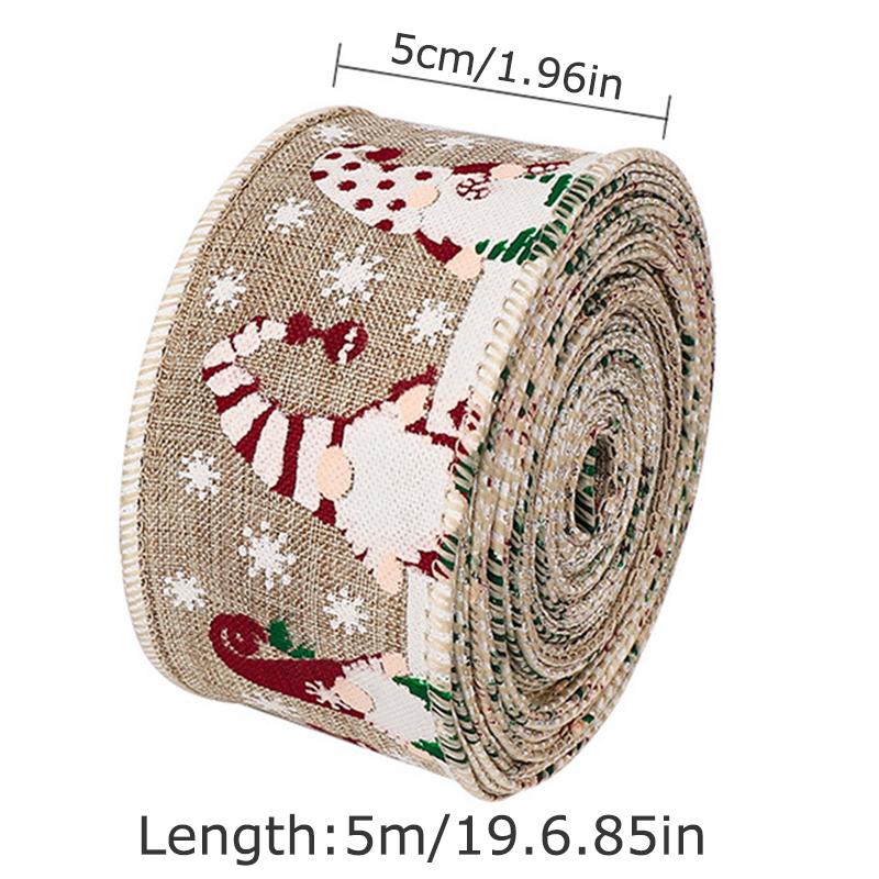 5m Flax-Like Hemming Band Santa Claus Ribbon Decorative Craft Ribbon Santa Claus Craft Tape