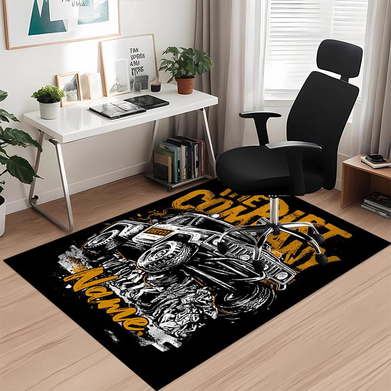 Custom Name Truck Printed Carpet, for Office Chair Living Room Bedroom Kitchen Room Decor Gifts.