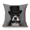 Adorable Cute French Bulldog Pattern Linen Throw Pillow Case For Trendy Home Decor