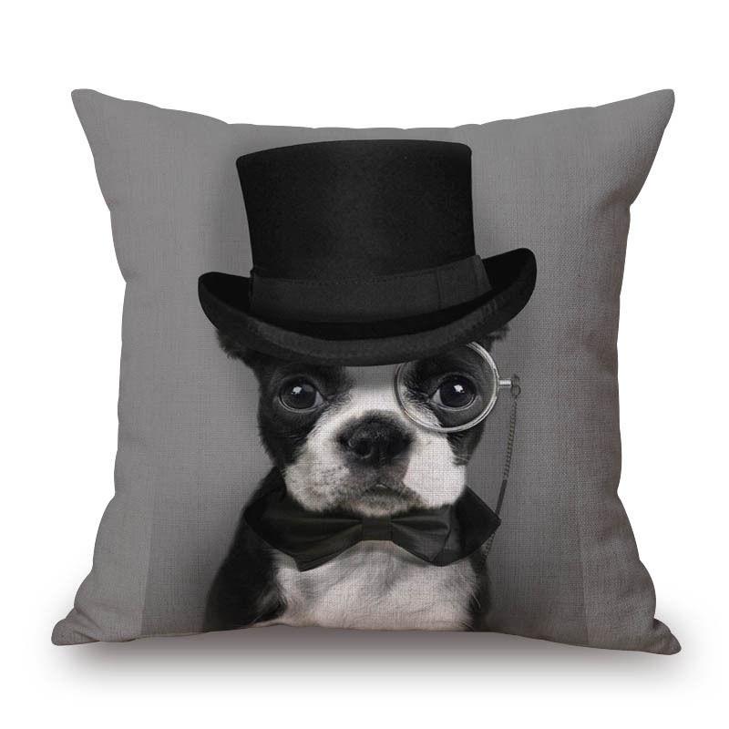 Adorable Cute French Bulldog Pattern Linen Throw Pillow Case For Trendy Home Decor