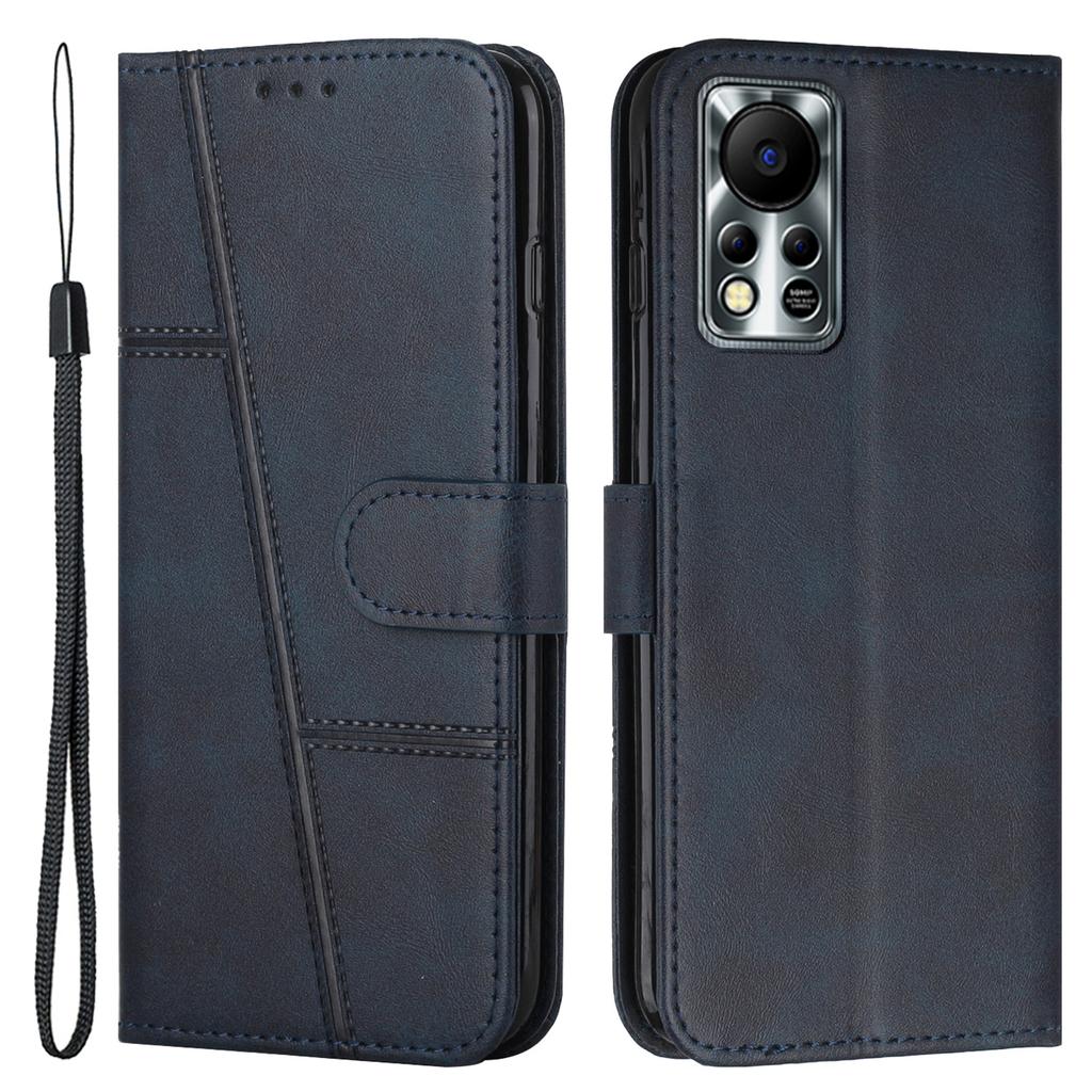 For Infinix Hot 11s NFC 4G Stitching PU Leather Flip Phone Case Stand Full Body Protective Wallet Cover with Strap