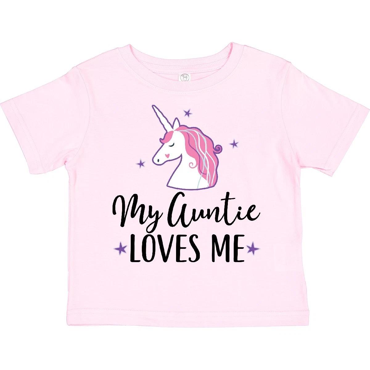 

Inktastic My Auntie Loves Me Unicorn Toddler kids boys T-Shirt Girls Childs Clothing Stars 140